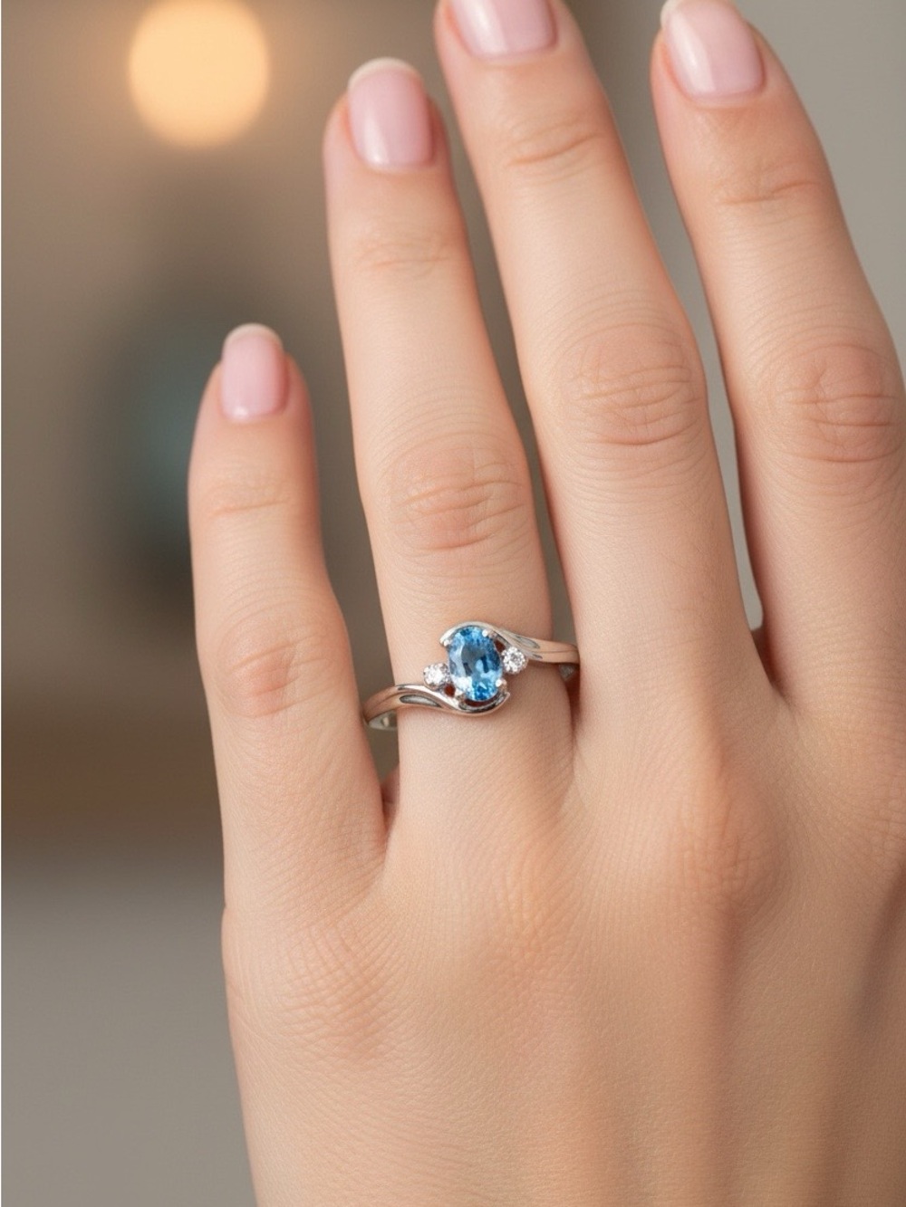 10k Blue Topaz and Diamond Accent  Ring